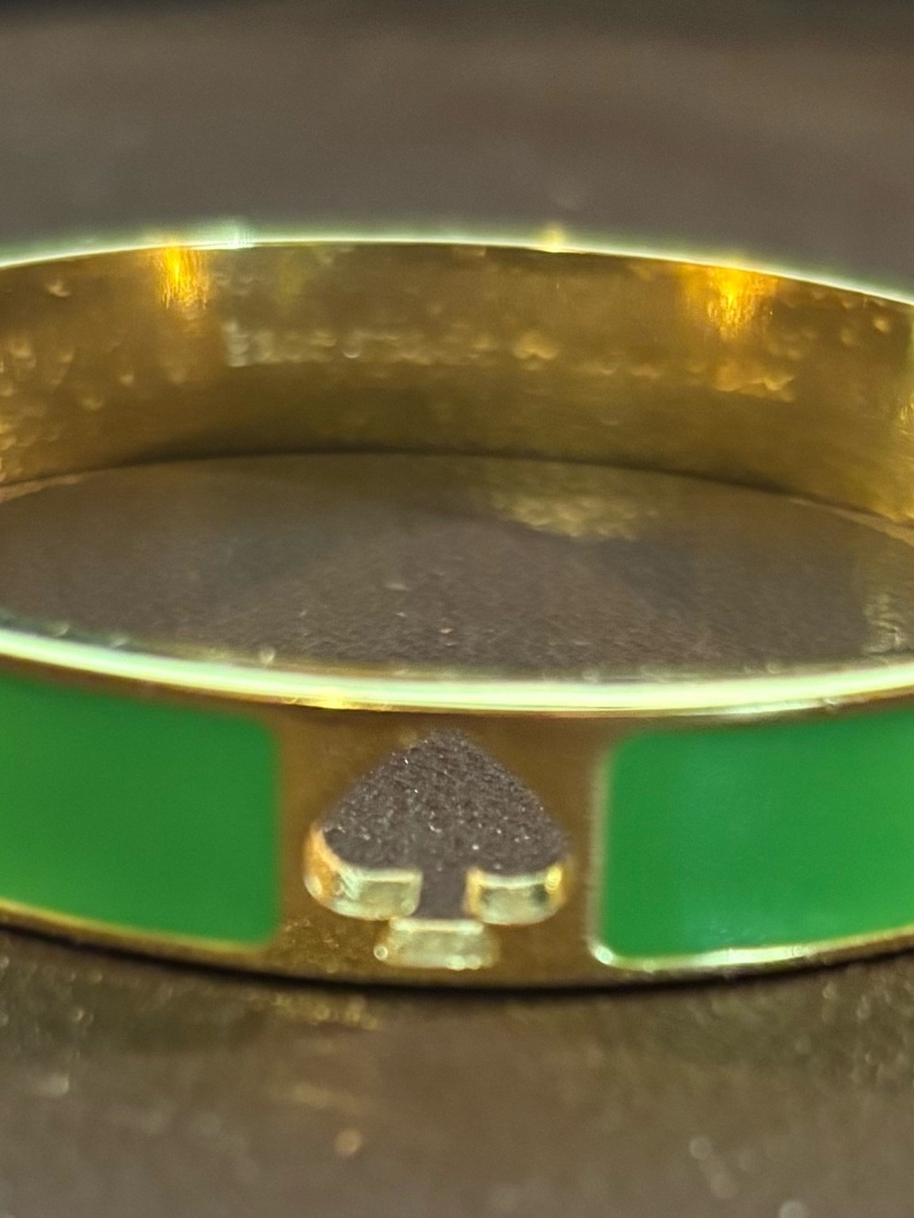kate spade Gold-Tone Bracelet with Green Enamel and Spade Accent